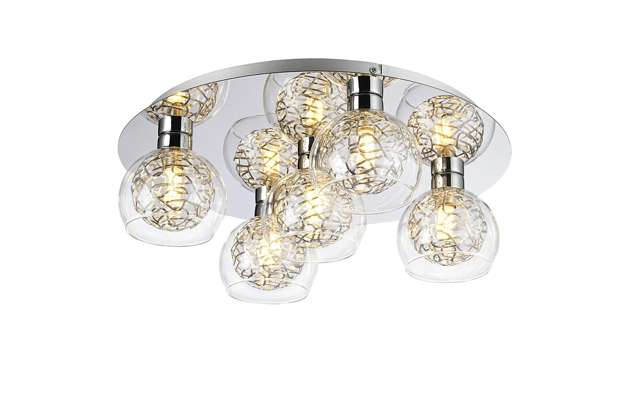 D0765  Talia Glass Flush Ceiling 5 Light Polished Chrome